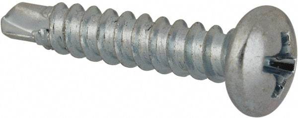Value Collection - #6, Pan Head, Phillips Drive, 3/4" Length Under Head, #2 Point, Self Drilling Screw - Grade 1016-1024 Steel, Zinc-Plated Finish - USA Tool & Supply