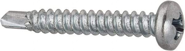 Value Collection - #6, Pan Head, Phillips Drive, 1" Length Under Head, #2 Point, Self Drilling Screw - Grade 1016-1024 Steel, Zinc-Plated Finish - USA Tool & Supply