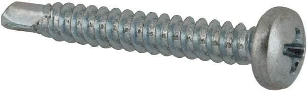 Value Collection - #8, Pan Head, Phillips Drive, 1-1/4" Length Under Head, #2 Point, Self Drilling Screw - Grade 1016-1024 Steel, Zinc-Plated Finish - USA Tool & Supply