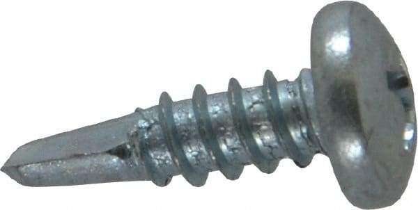 Value Collection - #10, Pan Head, Phillips Drive, 5/8" Length Under Head, #2 Point, Self Drilling Screw - Grade 1016-1024 Steel, Zinc-Plated Finish - USA Tool & Supply
