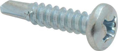 Value Collection - #12, Pan Head, Phillips Drive, 1" Length Under Head, #3 Point, Self Drilling Screw - Grade 1016-1024 Steel, Zinc-Plated Finish - USA Tool & Supply