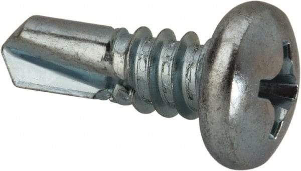 Value Collection - 1/4", Pan Head, Phillips Drive, 3/4" Length Under Head, #3 Point, Self Drilling Screw - Grade 1016-1024 Steel, Zinc-Plated Finish - USA Tool & Supply