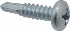 Value Collection - 1/4", Pan Head, Phillips Drive, 1" Length Under Head, #3 Point, Self Drilling Screw - Grade 1016-1024 Steel, Zinc-Plated Finish - USA Tool & Supply