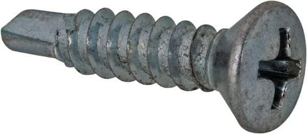 Value Collection - #8, Oval Head, Phillips Drive, 3/4" OAL, #2 Point, Self Drilling Screw - Grade 1016-1024 Steel, Zinc-Plated Finish - USA Tool & Supply