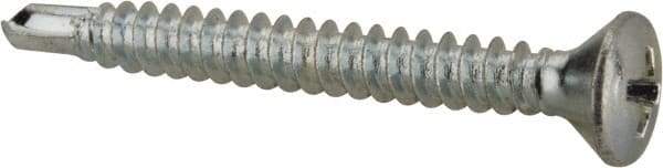 Value Collection - #8, Oval Head, Phillips Drive, 1-1/2" OAL, #2 Point, Self Drilling Screw - Grade 1016-1024 Steel, Zinc-Plated Finish - USA Tool & Supply
