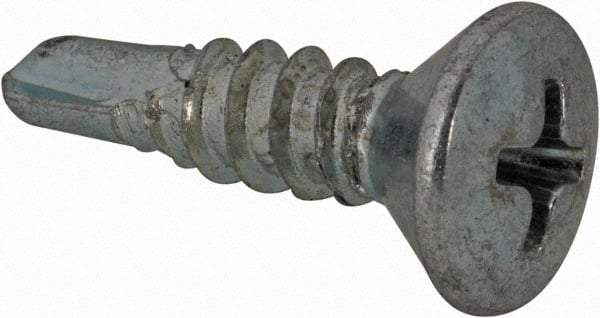 Value Collection - #10, Oval Head, Phillips Drive, 3/4" OAL, #2 Point, Self Drilling Screw - Grade 1016-1024 Steel, Zinc-Plated Finish - USA Tool & Supply