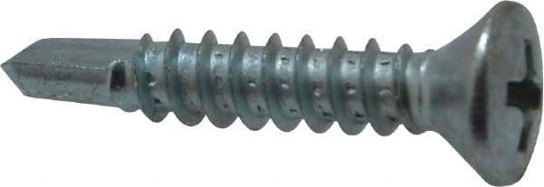 Value Collection - #10, Oval Head, Phillips Drive, 1" OAL, #2 Point, Self Drilling Screw - Grade 1016-1024 Steel, Zinc-Plated Finish - USA Tool & Supply