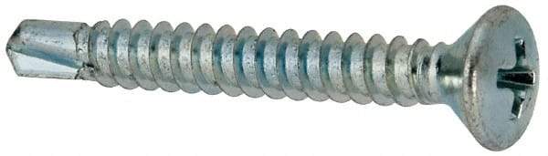 Value Collection - #10, Oval Head, Phillips Drive, 1-1/2" OAL, #2 Point, Self Drilling Screw - Grade 1016-1024 Steel, Zinc-Plated Finish - USA Tool & Supply