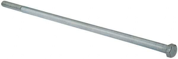 Value Collection - 1/2-13 UNC, 15" Length Under Head Hex Head Cap Screw - Partially Threaded, Grade 2 Steel, Zinc-Plated Finish, 3/4" Hex - USA Tool & Supply