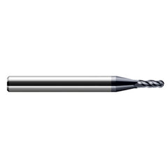 ‎0.046″ Dia. × 1/8″ Shank × 0.138″ DOC × 1-1/2″ OAL, Carbide AlTiN, Stub|Standard , 4 Flute, Ballnose End Mill - Exact Industrial Supply