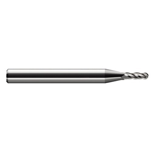 ‎0.055″ Dia. × 1/8″ Shank × 0.165″ DOC × 1-1/2″ OAL, Carbide Uncoated, Stub|Standard , 4 Flute, Ballnose End Mill - Exact Industrial Supply