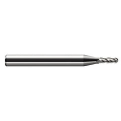 ‎0.042″ Dia. × 1/8″ Shank × 0.126″ DOC × 1-1/2″ OAL, Carbide Uncoated, Stub|Standard , 4 Flute, Ballnose End Mill - Exact Industrial Supply