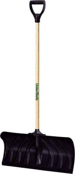 UnionTools - 24 Inch Wide Blade x 11 Inch High Blade Pusher Snow Shovel - 45 Inch Long Hardwood Handle - USA Tool & Supply