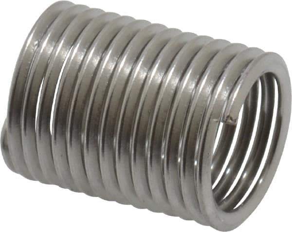 Recoil - M8x1.00 Metric Fine, 16mm OAL, Free Running Helical Insert - 13 Free Coils, Tanged, Stainless Steel, Bright Finish, 2D Insert Length - USA Tool & Supply