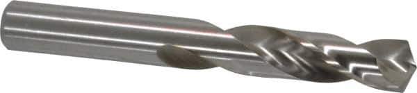 Cleveland - 7/16" 135° Spiral Flute High Speed Steel Screw Machine Drill Bit - Bright Finish, Right Hand Cut, 2-1/16" Flute Length, 3-7/16" OAL, Split Point, Straight Shank - USA Tool & Supply