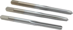 Made in USA - #8-32 UNC, 4 Flute, Bottoming, Plug & Taper, Chrome Finish, High Speed Steel Tap Set - Right Hand Cut, 2-1/8" OAL, 3/4" Thread Length, 2B/3B Class of Fit - USA Tool & Supply