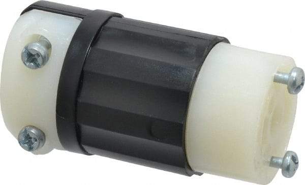 Leviton - 125 VAC, 15 Amp, ML-2R Configuration, Industrial Grade, Self Grounding Connector - 1 Phase, 2 Poles, 0.218 to 0.43 Inch Cord Diameter - USA Tool & Supply
