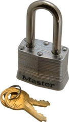Master Lock - Keyed Alike Retaining Key Conductive Lockout Padlock - 1-1/2" Shackle Clearance, 9/32" Shackle Diam, 1-1/4" Body Height x 1-9/16" Body Width, White, 4 Pins - USA Tool & Supply