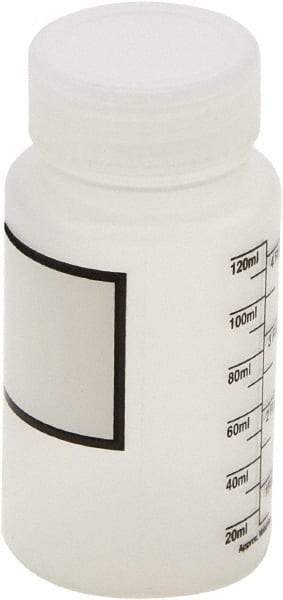 Dynalon Labware - 125 mL Wide-Mouth Bottle - Polypropylene, Translucent, 3.9" High x 2" Diam, 38mm Cap - USA Tool & Supply