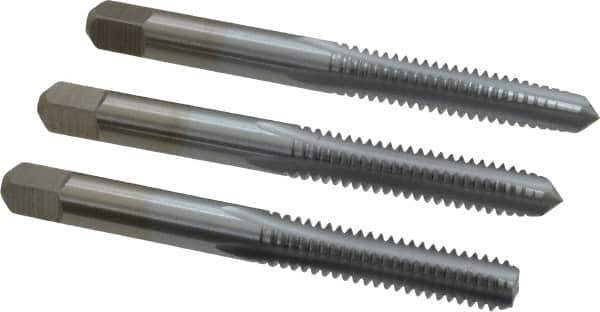 Made in USA - 1/4-20 UNC, 4 Flute, Bottoming, Plug & Taper, Chrome Finish, High Speed Steel Tap Set - Right Hand Cut, 2-1/2" OAL, 1" Thread Length, 2B/3B Class of Fit - USA Tool & Supply