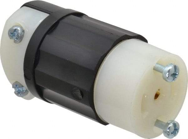 Leviton - 125/250 VAC, 15 Amp, ML-3R Configuration, Industrial Grade, Ungrounded Connector - 1 Phase, 3 Poles, 0.218 to 0.43 Inch Cord Diameter - USA Tool & Supply