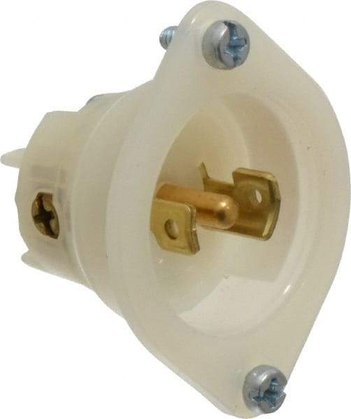 Leviton - 125/250 VAC, 15 Amp, ML-3P NEMA, Ungrounded Inlet - 3 Poles, 3 Wire, Male End, White, Steel - USA Tool & Supply