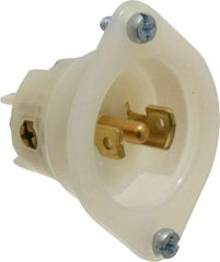 Leviton - 125/250 VAC, 15 Amp, ML-3P NEMA, Ungrounded Inlet - 3 Poles, 3 Wire, Male End, White, Steel - USA Tool & Supply