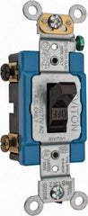 Leviton - 2 Pole, 120 to 277 VAC, 15 Amp, Industrial Grade, Toggle, Wall and Dimmer Light Switch - 1.31 Inch Wide x 4.06 Inch High - USA Tool & Supply