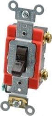 Leviton - 1 Pole, 120 to 277 VAC, 20 Amp, Industrial Grade, Toggle, Wall and Dimmer Light Switch - 1.31 Inch Wide x 4.06 Inch High - USA Tool & Supply