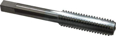 Made in USA - 7/16-14 UNC 4 Flute Chrome Finish High Speed Steel Straight Flute Standard Hand Tap - Bottoming, Right Hand Thread, 3-5/32" OAL, 1-7/16" Thread Length, H3 Limit, Oversize - Exact Industrial Supply