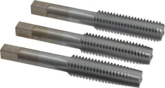 Made in USA - 1/2-13 UNC, 4 Flute, Bottoming, Plug & Taper, Chrome Finish, High Speed Steel Tap Set - Right Hand Cut, 3-3/8" OAL, 1-21/32" Thread Length, 2B/3B Class of Fit - USA Tool & Supply