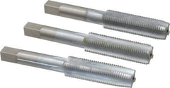 Made in USA - 1/2-20 UNF, 4 Flute, Bottoming, Plug & Taper, Chrome Finish, High Speed Steel Tap Set - Right Hand Cut, 3-3/8" OAL, 1-21/32" Thread Length, 2B/3B Class of Fit - Exact Industrial Supply