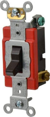 Leviton - 3 Pole, 120 to 277 VAC, 20 Amp, Industrial Grade, Toggle, Wall and Dimmer Light Switch - 1.31 Inch Wide x 4.06 Inch High - USA Tool & Supply