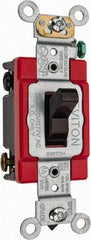 Leviton - 4 Pole, 120 to 277 VAC, 20 Amp, Industrial Grade, Toggle, Wall and Dimmer Light Switch - 1.31 Inch Wide x 4.06 Inch High - USA Tool & Supply