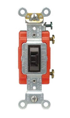 Leviton - 4 Pole, 120 to 277 VAC, 20 Amp, Industrial Grade, Key Lock, Wall and Dimmer Light Switch - 4.06 Inch High - USA Tool & Supply