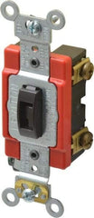 Leviton - 1 Pole, 120 to 277 VAC, 20 Amp, Industrial Grade, Toggle, Wall and Dimmer Light Switch - 1.31 Inch Wide x 4.06 Inch High - USA Tool & Supply