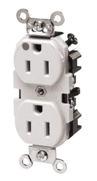 Leviton - 125 VAC, 20 Amp, 5-20R NEMA Configuration, Red, Hospital Grade, Self Grounding Duplex Receptacle - 1 Phase, 2 Poles, 3 Wire, Flush Mount, Impact Resistant - USA Tool & Supply