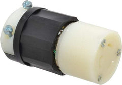 Leviton - 250 VAC, 20 Amp, L6-20R Configuration, Industrial Grade, Self Grounding Connector - 1 Phase, 2 Poles, 0.385 to 0.78 Inch Cord Diameter - USA Tool & Supply