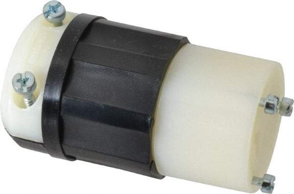 Leviton - 277 VAC, 20 Amp, L7-20R Configuration, Industrial Grade, Self Grounding Connector - 1 Phase, 2 Poles, 0.385 to 0.78 Inch Cord Diameter - USA Tool & Supply