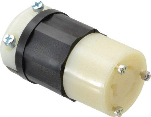 Leviton - 480 VAC, 20 Amp, L8-20R Configuration, Industrial Grade, Self Grounding Connector - 1 Phase, 2 Poles, 0.385 to 0.78 Inch Cord Diameter - USA Tool & Supply