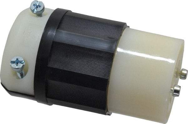 Leviton - 480 VAC, 20 Amp, L16-20R Configuration, Industrial Grade, Self Grounding Connector - 3 Phase, 3 Poles, 0.595 to 0.895 Inch Cord Diameter - USA Tool & Supply