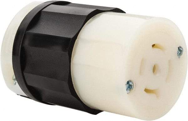 Leviton - 277/480 VAC, 20 Amp, L22-20R Configuration, Industrial Grade, Self Grounding Connector - 3 Phase, 4 Poles, 0.595 to 0.895 Inch Cord Diameter - USA Tool & Supply