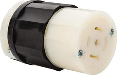 Leviton - 277/480 VAC, 20 Amp, L22-20R Configuration, Industrial Grade, Self Grounding Connector - 3 Phase, 4 Poles, 0.595 to 0.895 Inch Cord Diameter - USA Tool & Supply