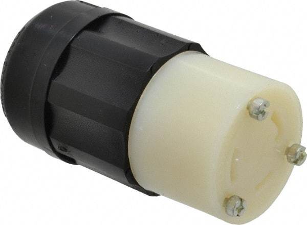 Leviton - 125 VAC, 30 Amp, L5-30R Configuration, Industrial Grade, Self Grounding Connector - 1 Phase, 2 Poles, 0.385 to 0.86 Inch Cord Diameter - USA Tool & Supply