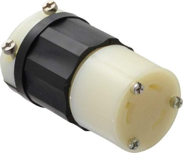 Leviton - 480 VAC, 30 Amp, L8-30R Configuration, Industrial Grade, Self Grounding Connector - 1 Phase, 2 Poles, 0.385 to 0.86 Inch Cord Diameter - USA Tool & Supply