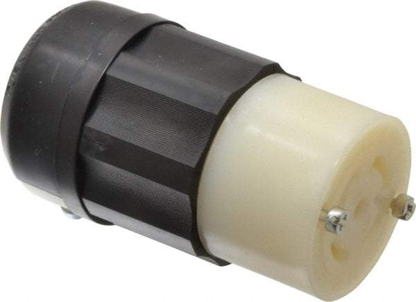 Leviton - 277/480 VAC, 30 Amp, L22-30R Configuration, Industrial Grade, Self Grounding Connector - 3 Phase, 4 Poles, 0.595 to 1.15 Inch Cord Diameter - USA Tool & Supply