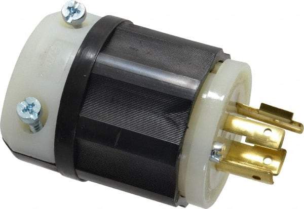 Leviton - 250 VAC, 20 Amp, L15-20P Configuration, Industrial Grade, Self Grounding Plug - 3 Phase, 3 Poles, 0.595 to 0.895 Inch Cord Diameter - USA Tool & Supply