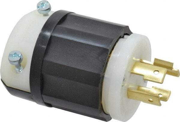 Leviton - 480 VAC, 20 Amp, L16-20P Configuration, Industrial Grade, Self Grounding Plug - 3 Phase, 3 Poles, 0.595 to 0.895 Inch Cord Diameter - USA Tool & Supply