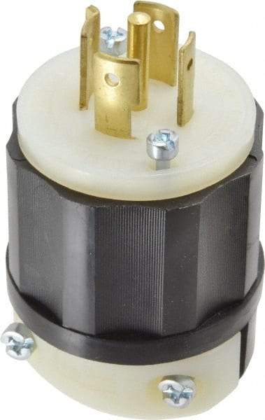 Leviton - 120/208 VAC, 20 Amp, L21-20P Configuration, Industrial Grade, Self Grounding Plug - 3 Phase, 4 Poles, 0.595 to 0.895 Inch Cord Diameter - USA Tool & Supply