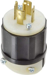 Leviton - 120/208 VAC, 20 Amp, L21-20P Configuration, Industrial Grade, Self Grounding Plug - 3 Phase, 4 Poles, 0.595 to 0.895 Inch Cord Diameter - USA Tool & Supply